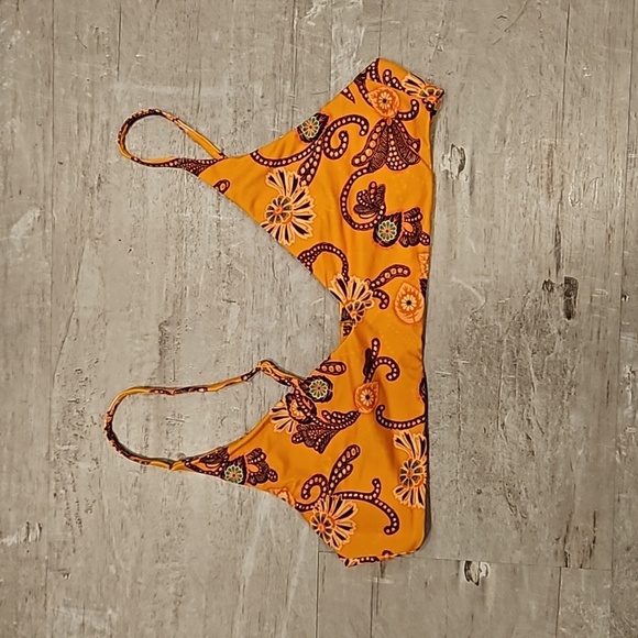 💕A.L.C.💕 Cleo Scoop Bikini Top ~ Orange Multi-Color Paisley Print Large L NWT - Picture 4 of 10